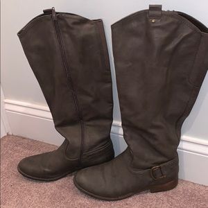 Dark gray riding boots